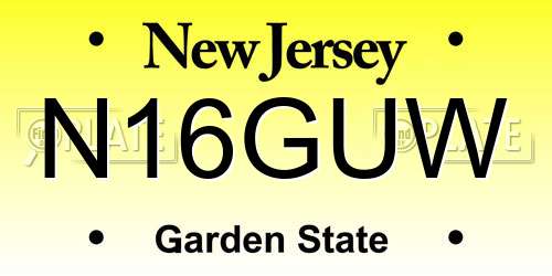 N16GUW New Jersey License Plate