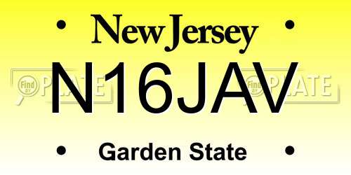 N16JAV New Jersey License Plate