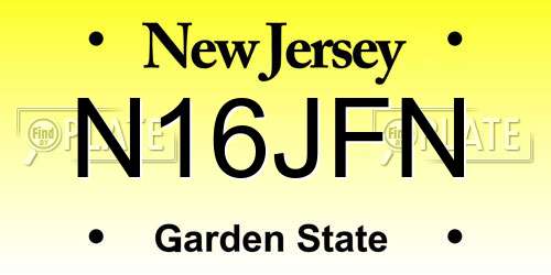 N16JFN New Jersey License Plate