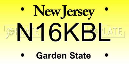 N16KBL New Jersey License Plate