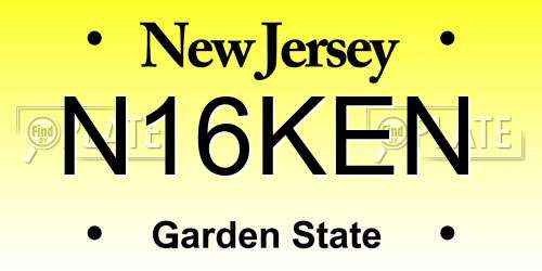 N16KEN New Jersey License Plate