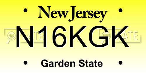N16KGK New Jersey License Plate