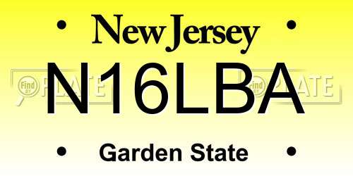 N16LBA New Jersey License Plate
