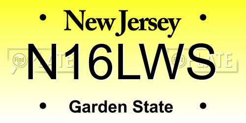 N16LWS New Jersey License Plate