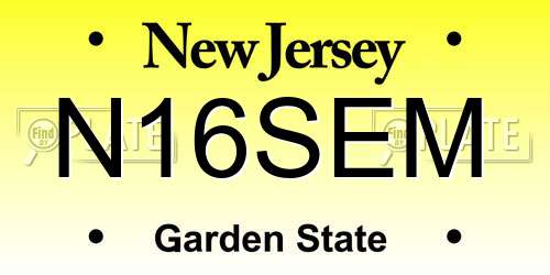 N16SEM New Jersey License Plate