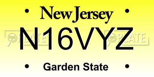 N16VYZ New Jersey License Plate