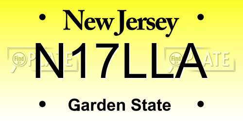 N17LLA New Jersey License Plate