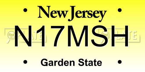 N17MSH New Jersey License Plate