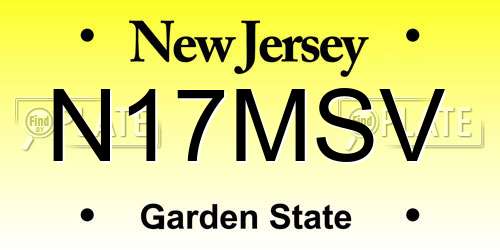 N17MSV New Jersey License Plate