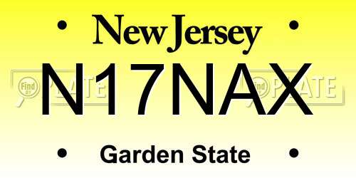 N17NAX New Jersey License Plate