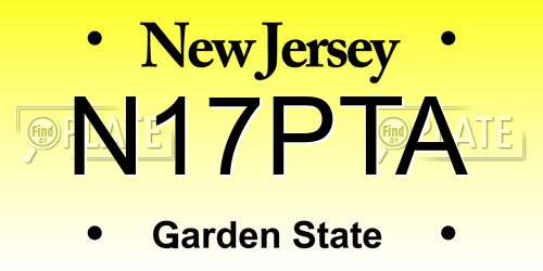 N17PTA New Jersey License Plate