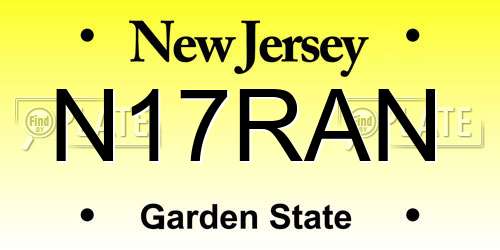 N17RAN New Jersey License Plate