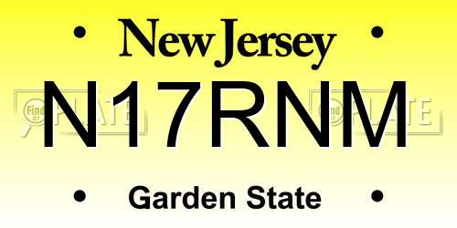 N17RNM New Jersey License Plate
