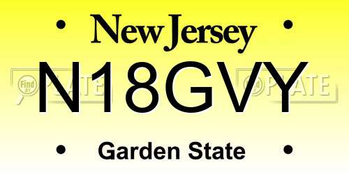 N18GVY New Jersey License Plate