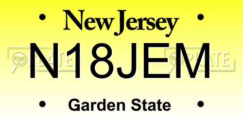 N18JEM New Jersey License Plate
