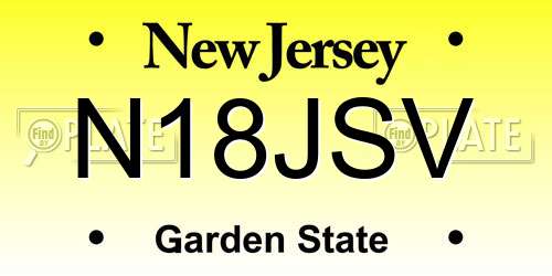 N18JSV New Jersey License Plate
