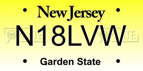 N18LVW New Jersey License Plate