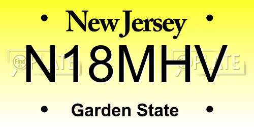 N18MHV New Jersey License Plate