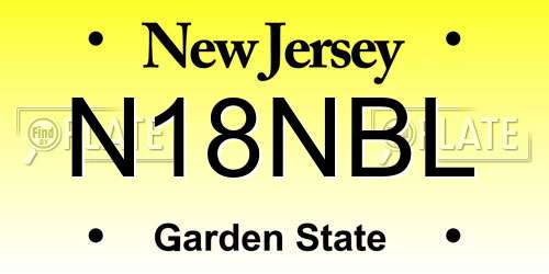 N18NBL New Jersey License Plate
