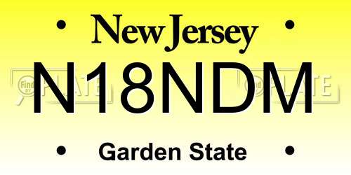 N18NDM New Jersey License Plate