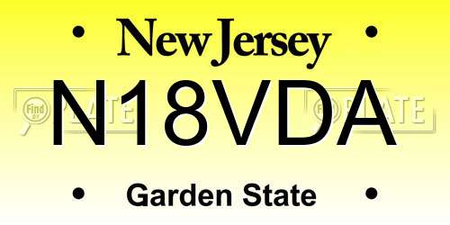 N18VDA New Jersey License Plate