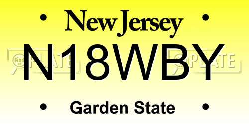 N18WBY New Jersey License Plate