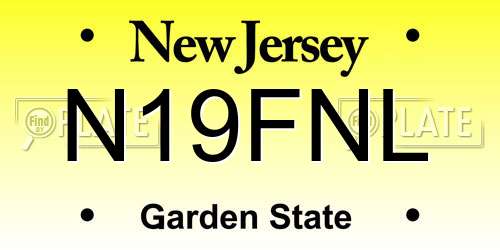N19FNL New Jersey License Plate