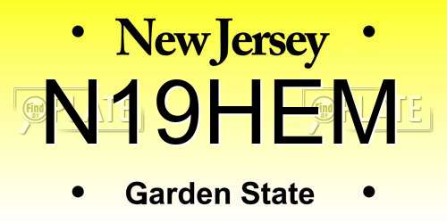 N19HEM New Jersey License Plate