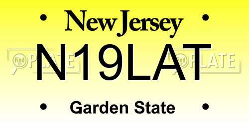 N19LAT New Jersey License Plate