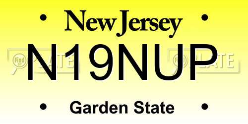 N19NUP New Jersey License Plate