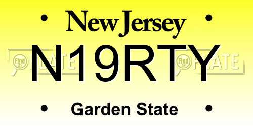 N19RTY New Jersey License Plate