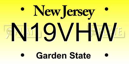 N19VHW New Jersey License Plate