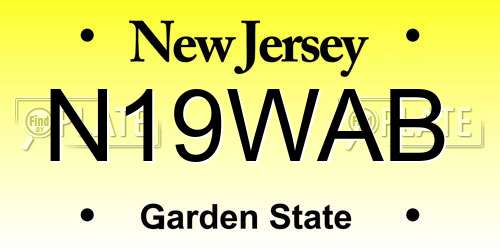 N19WAB New Jersey License Plate