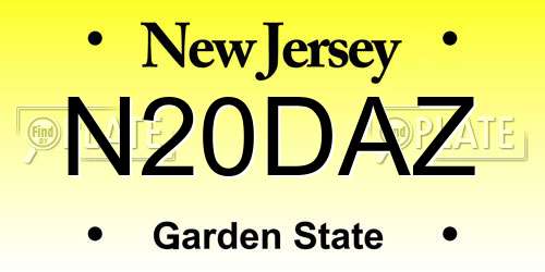 N20DAZ New Jersey License Plate