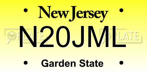 N20JML New Jersey License Plate