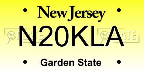 N20KLA New Jersey License Plate
