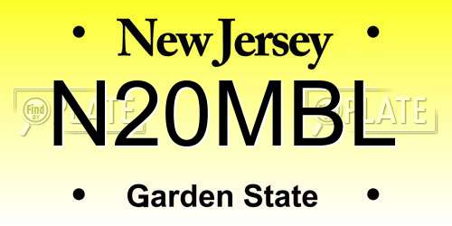 N20MBL New Jersey License Plate