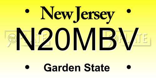 N20MBV New Jersey License Plate