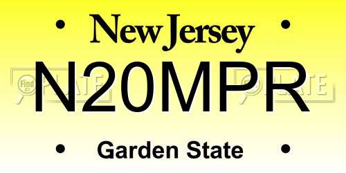 N20MPR New Jersey License Plate