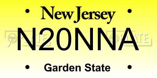 N20NNA New Jersey License Plate