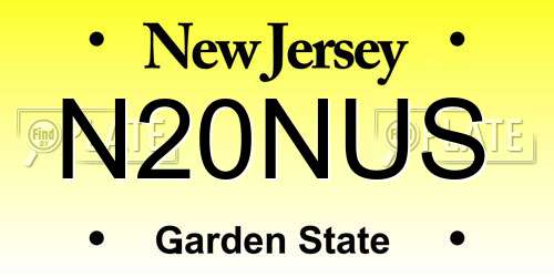 N20NUS New Jersey License Plate