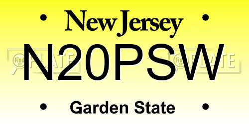 N20PSW New Jersey License Plate