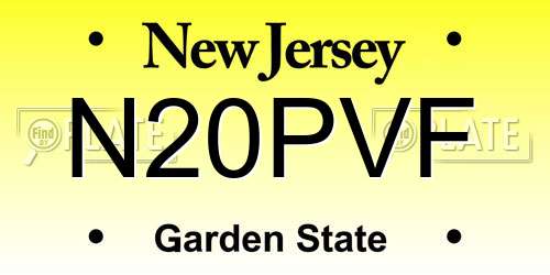 N20PVF New Jersey License Plate