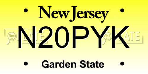 N20PYK New Jersey License Plate