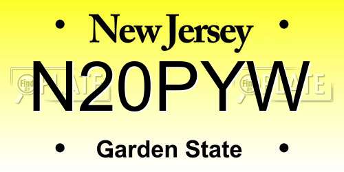 N20PYW New Jersey License Plate