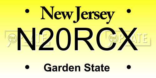 N20RCX New Jersey License Plate