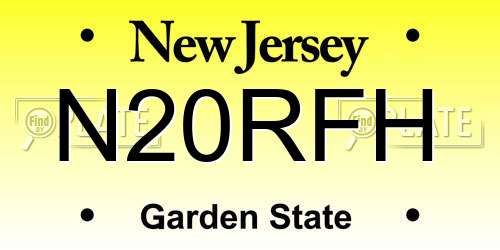 N20RFH New Jersey License Plate