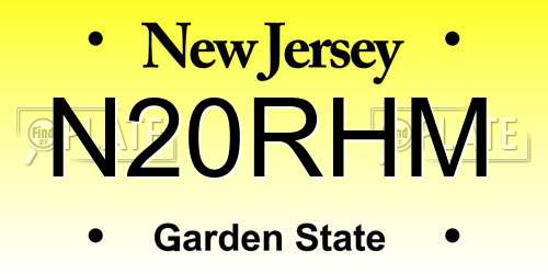 N20RHM New Jersey License Plate