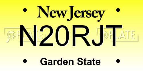 N20RJT New Jersey License Plate