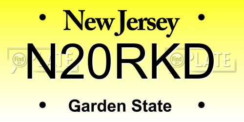 N20RKD New Jersey License Plate